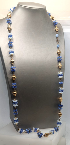 Collana vintage vetro blu - collana,